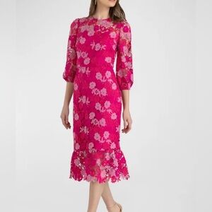 Shoshanna Judith Flounce hem crochet midi dress - Size 4
